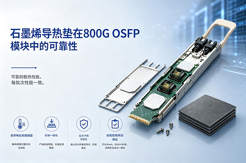 石墨烯导热垫在800G OSFP模块中的可靠性 石墨烯导热垫在800G OSFP模块中的可靠性