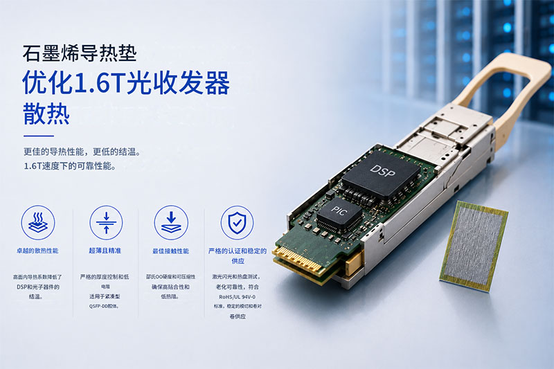 石墨烯导热垫片优化1.6T光模块散热 石墨烯导热垫片优化1.6T光模块散热